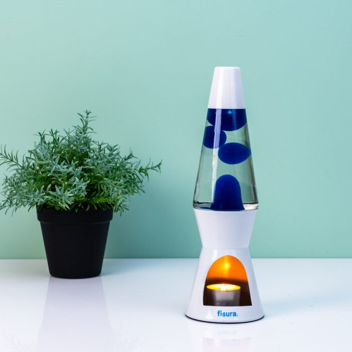 Waxinelicht Lavalamp - Wit Met Blauwe Lava