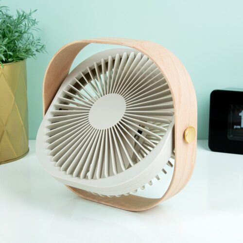 Oplaadbare Ventilator Met Houten Frame