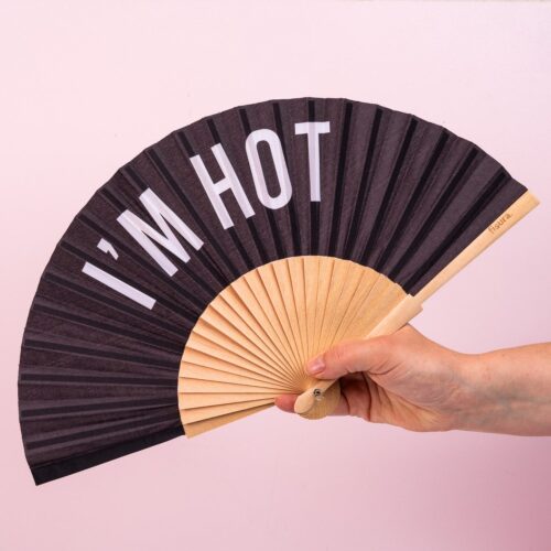 Houten Waaier - I&apos;m Hot/zwart