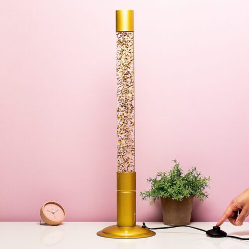 XXL Lavalamp - Gouden Basis Met Gouden Glitters