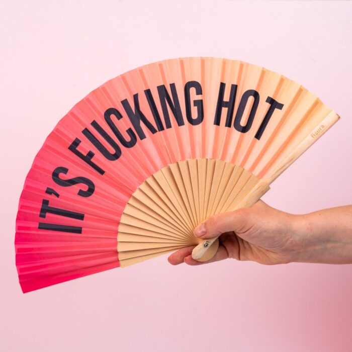 Houten Waaier - It&apos;s Fucking Hot/roze Oranje