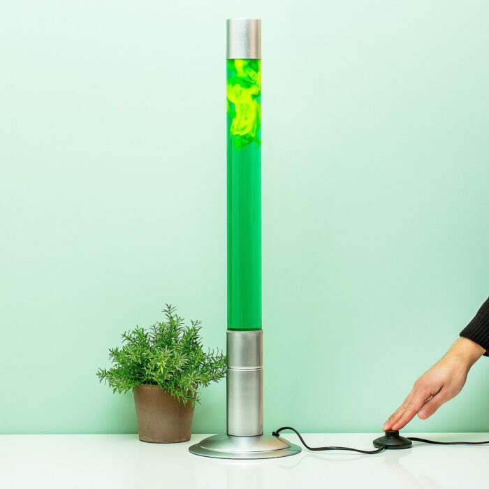 XXL Lavalamp - Zilveren Basis Met Groen En Geel